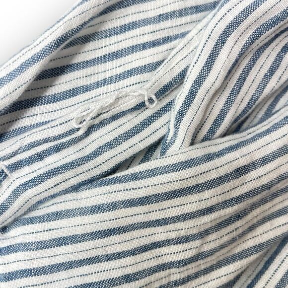 Lands’ End Shirt Dress Blue White Stripe Button Up Collared 100% Linen Womens 1X - Picture 9 of 10